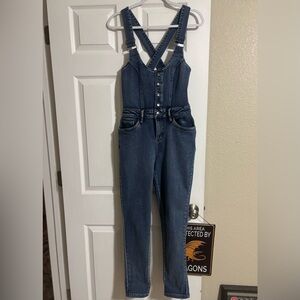 VENUS Dark Blue Denim Criss Cross Overalls